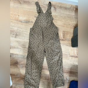 Clad & Cloth hayride overalls in brown floral corduroy, like new